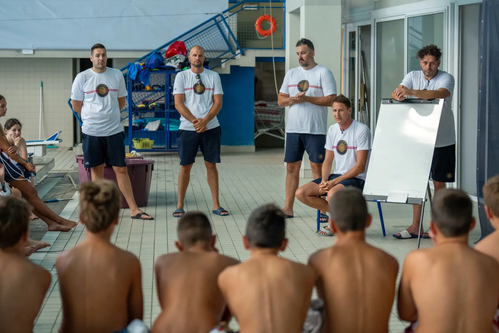 Olympic champion coaches leading a tactics talk at Tezoro Camp 2026
