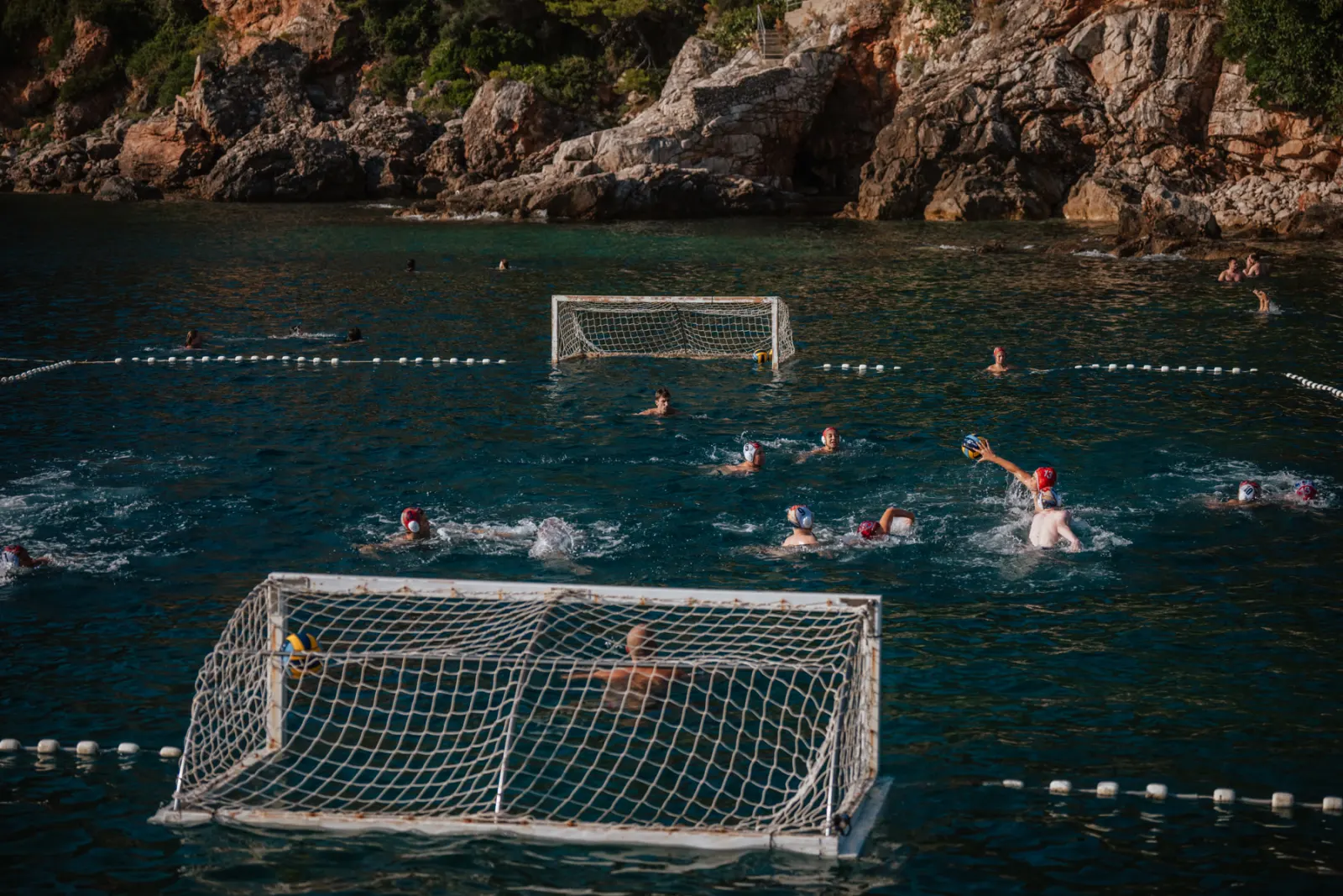 Sea water polo match beneath the Dubrovnik cliffs